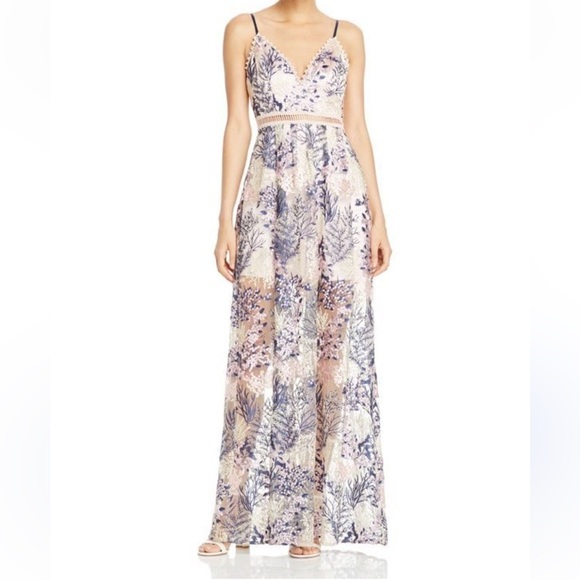 Aqua Dresses & Skirts - Aqua Blue and Cream Floral Maxi Dress
